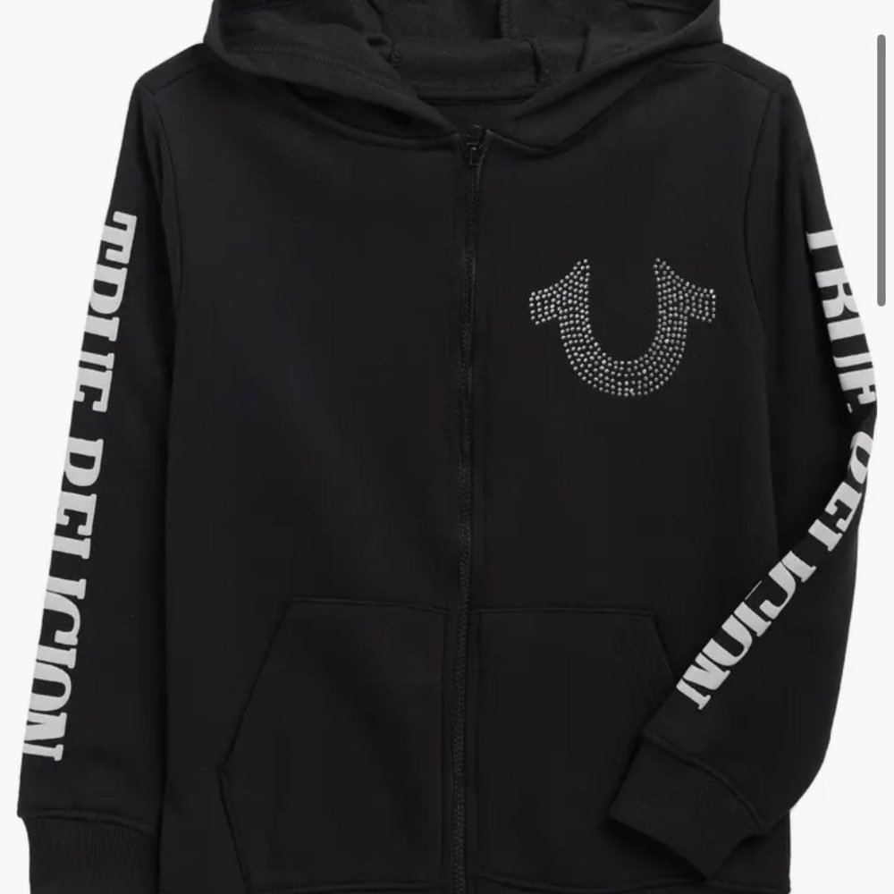True Religion Kids Rhinestone Black Hoodie. Size 8 NWT